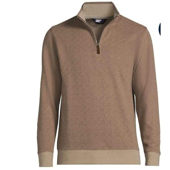 Lands End Men's Bedford Rib Quarter Zip Sweater - Picture 5 of 7